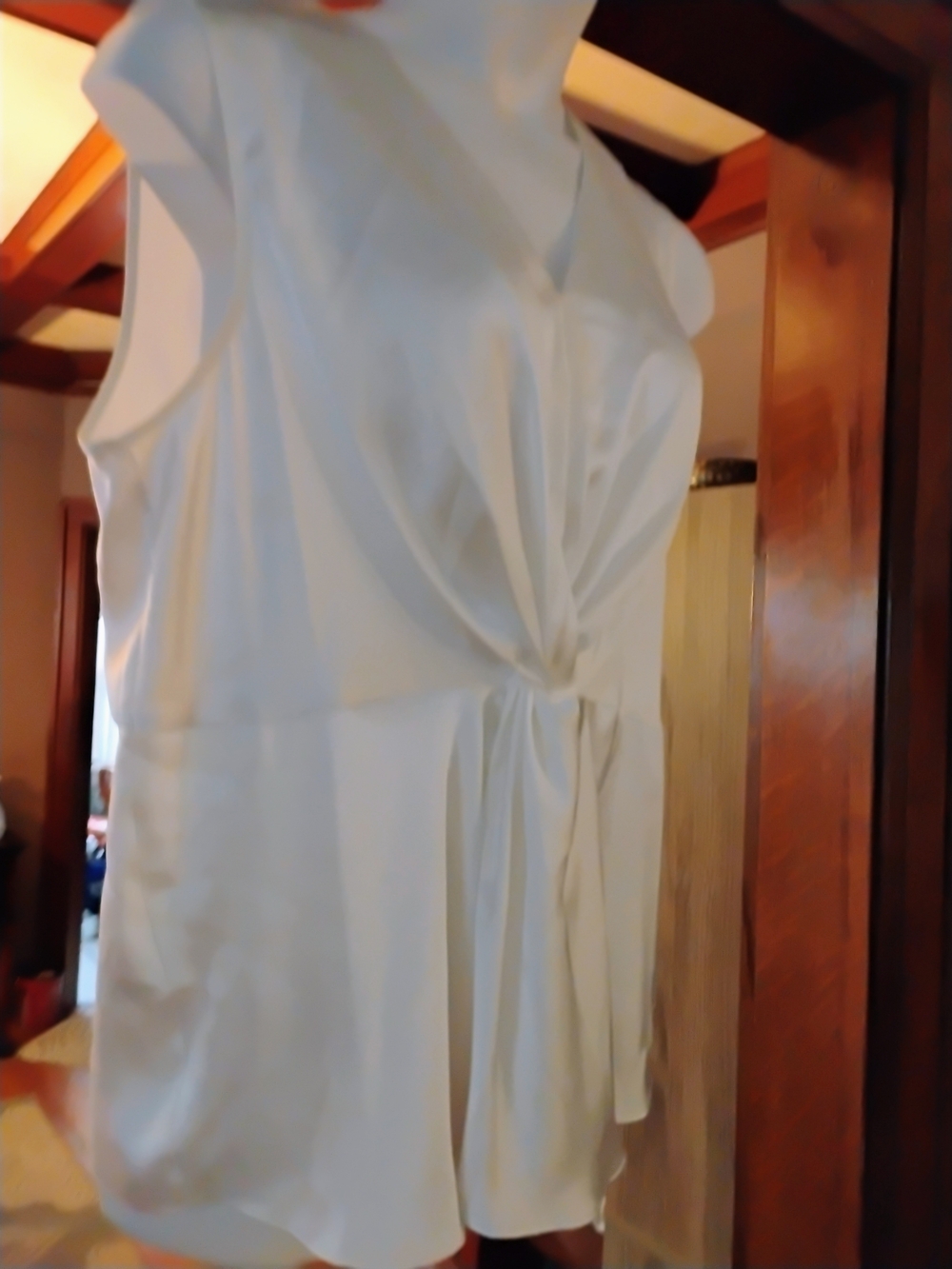 Alfani White Asymmetrical Twist-Front Sleeveless Blouse